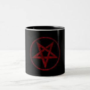Red Devil Pentagram Two-Tone Coffee Mug