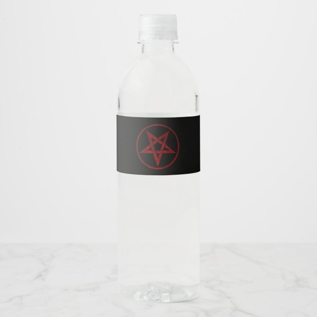 Red Devil Pentagram Water Bottle Label (Front)