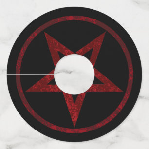 Red Devil Pentagram Wine Glass Tag