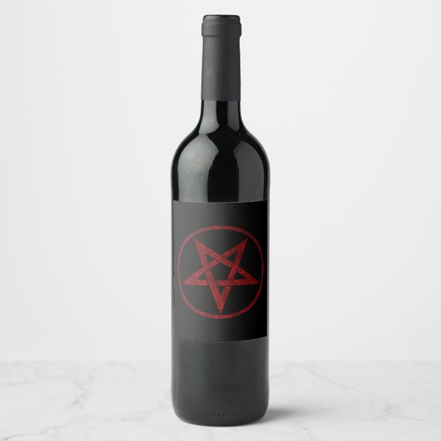 Red Devil Pentagram Wine Label (Front)