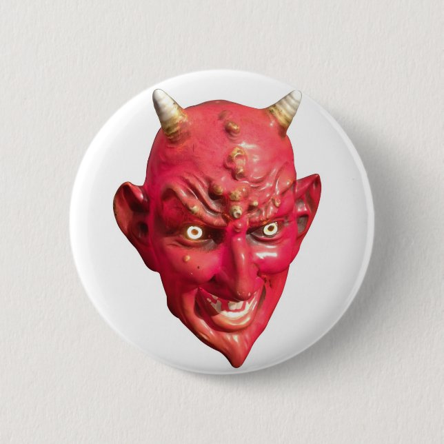 Red Devil Satan Demon Hell Horns 6 Cm Round Badge (Front)