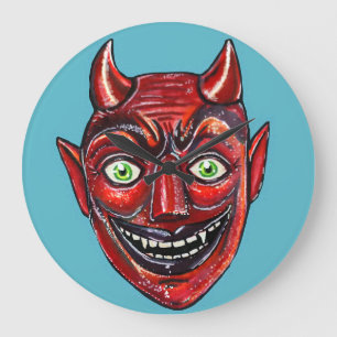 Red Devil Vintage Halloweenies Large Clock