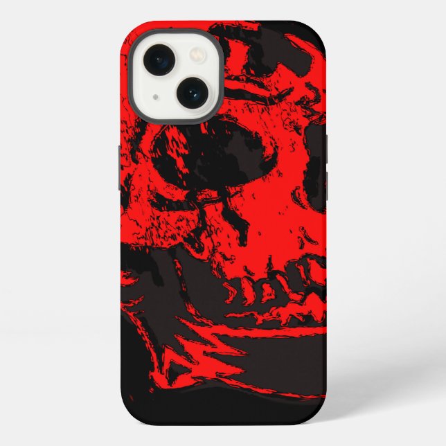 Red Devil's Skull Creepy Artwork iPhone Case (Back)