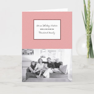 Red Diagonal Festive Stripes Holiday Photo Card