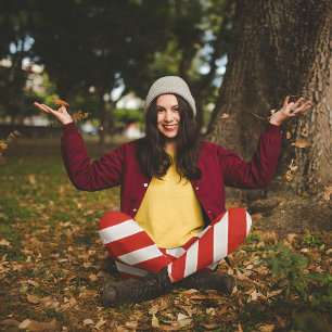 Red Diagonal Stripes Leggings
