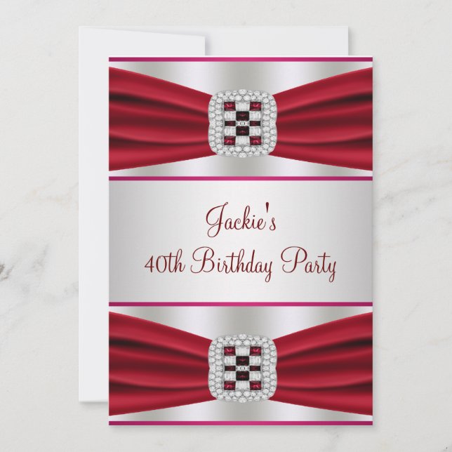 Red Diamond 40th Birthday Party Invitation (Front)