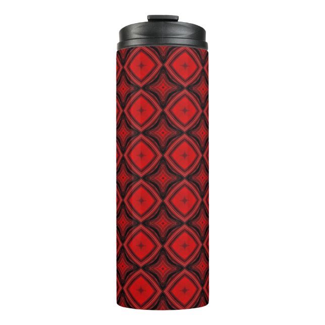 Red diamond black contrast geometric art thermal tumbler (Front)