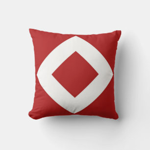 Red Diamond, Bold White Border Cushion