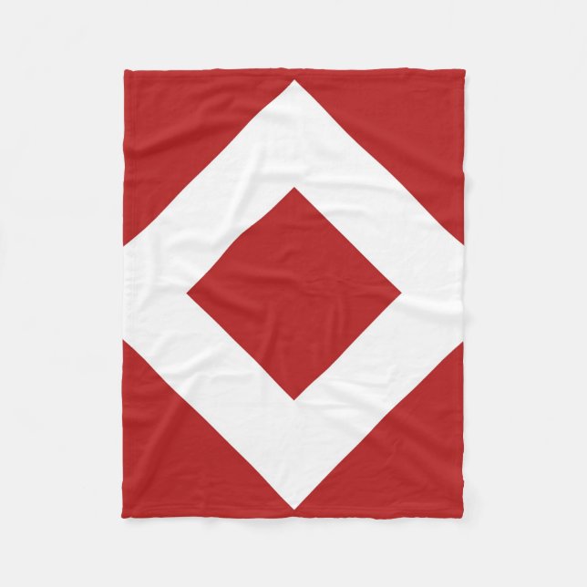 Red Diamond, Bold White Border Fleece Blanket (Front)