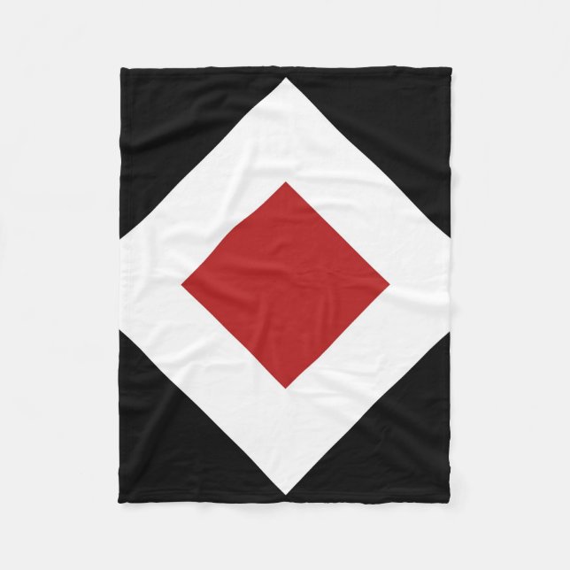 Red Diamond, Bold White Border on Black Fleece Blanket (Front)