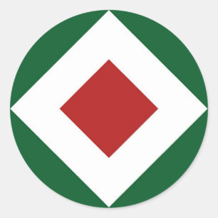 Red Diamond, Bold White Border on Green Classic Round Sticker