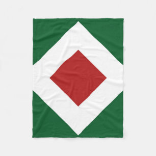 Red Diamond, Bold White Border on Green Fleece Blanket