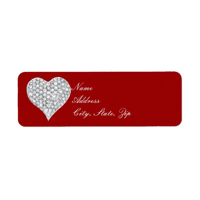 Red Diamond Heart Address Labels (Front)