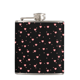 Red Diamond Hearts Seamless Pattern Hip Flask
