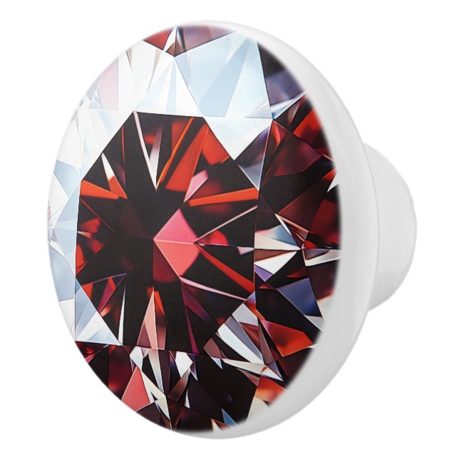 Red Diamond Pattern Ceramic Knob (Right)