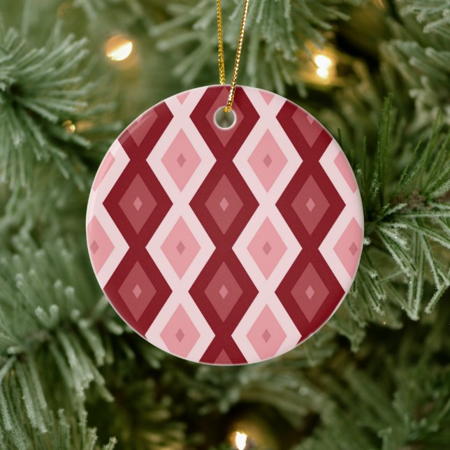 Red diamond pattern ceramic tree decoration (Tree)