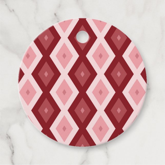 Red diamond pattern favour tags (Front)