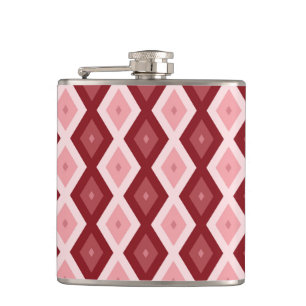 Red diamond pattern hip flask