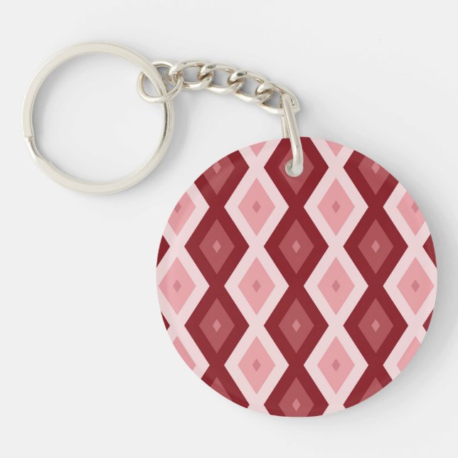 Red diamond pattern key ring (Front)