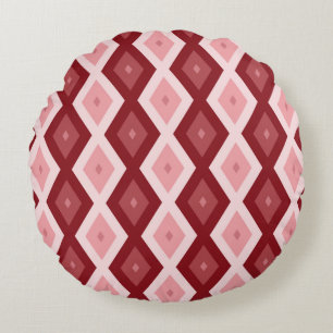 Red diamond pattern round cushion