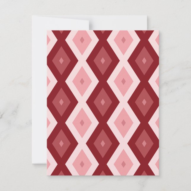 Red diamond pattern RSVP card (Front)
