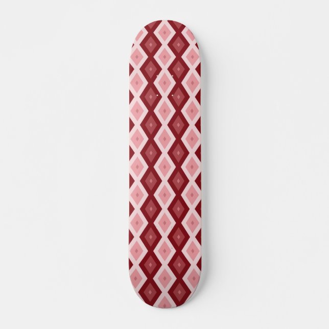 Red diamond pattern skateboard (Front)