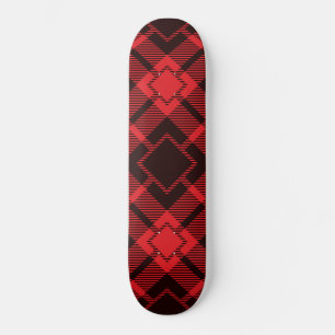 Red diamond pattern Tartan  Skateboard