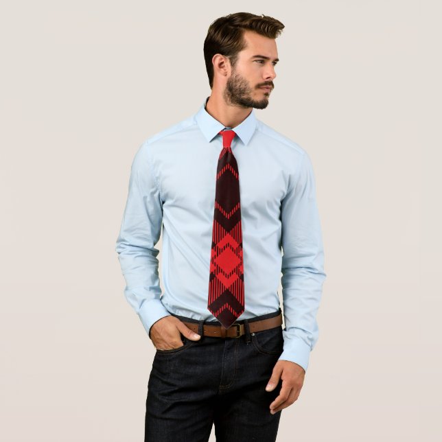 Red diamond pattern Tartan  Tie (In Situ)