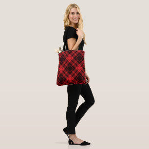 Red diamond pattern Tartan Tote Bag