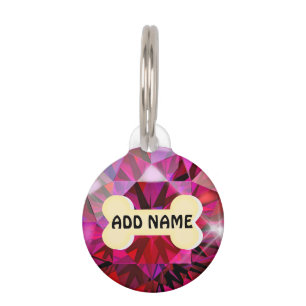 Red Diamond Round Pet Tag