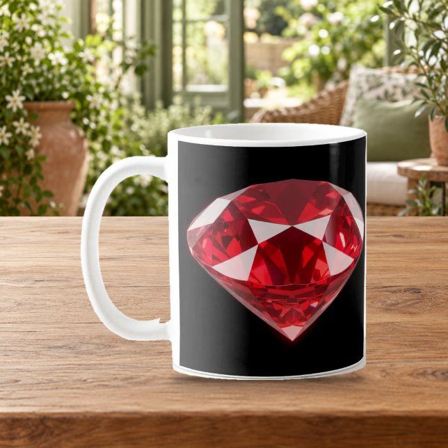 Red Diamond Ruby Gemstone Luxury Black Mug (Creator Uploaded)