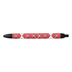 Red diamond shapes black ink pen