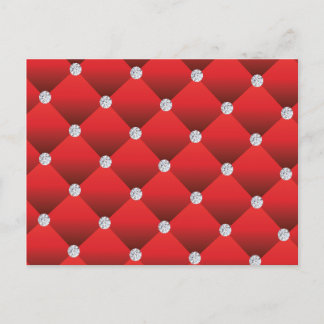 Red Diamond Tufted Luxury Seamless Vector Pattern Postcard