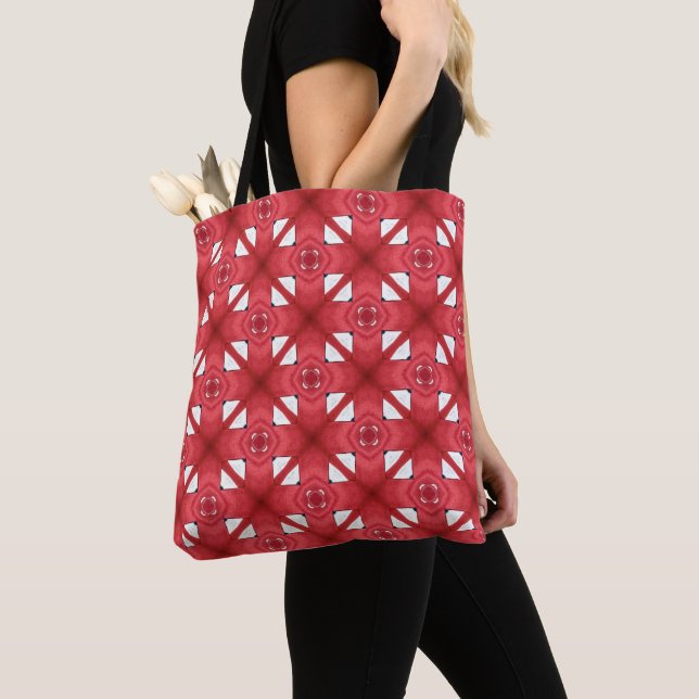 Red Diamonds and White Boxes Tote Bag (Close Up)