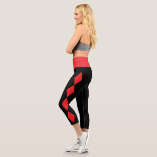 Red diamonds on black capri leggings