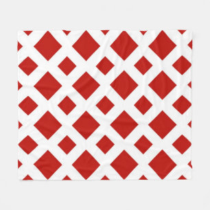 Red Diamonds on White Fleece Blanket