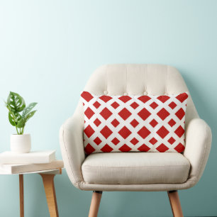 Red Diamonds on White Lumbar Cushion