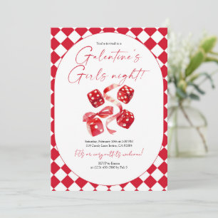 Red Dice & Ribbon Galentine’s Girls Night Party Invitation