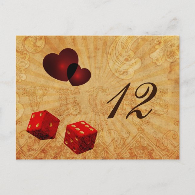 red dice Vintage Vegas table numbers Postcard (Front)