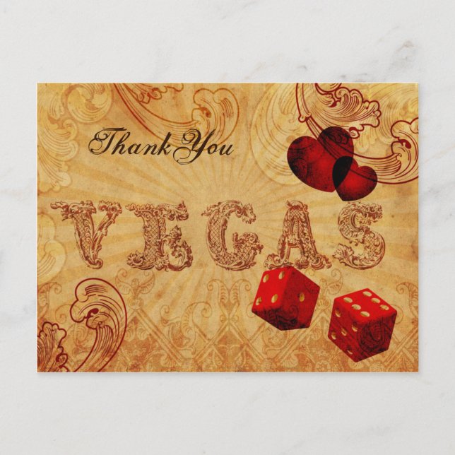 red dice Vintage Vegas Thank You Postcard (Front)