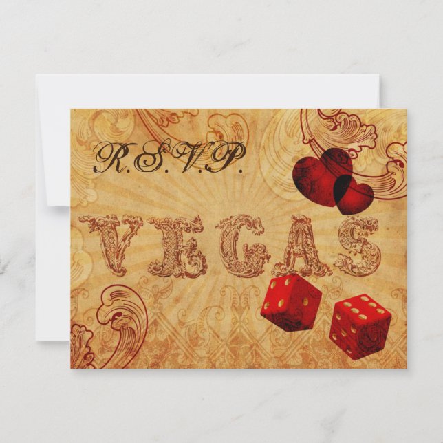 red dice Vintage Vegas wedding rsvp (Front)