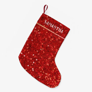 Red Digital Glitter & Sparkles Small Christmas Stocking