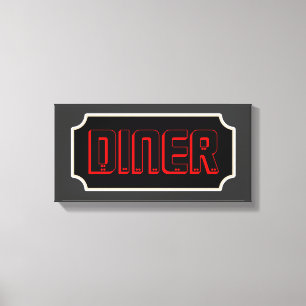 Red Diner Sign Canvas