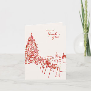 Red Dinner Party Christmas   Thank You Card