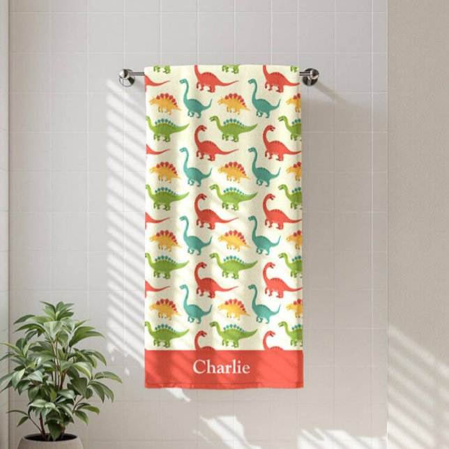 Red Dinosaur Kids Beach Towel (Creator Uploaded)
