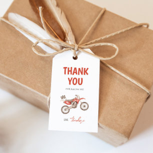 Red Dirt Bike Birthday Gift Tag