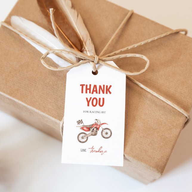 Red Dirt Bike Birthday Gift Tag (Creator Uploaded)