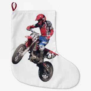 Red Dirt Bike Large Christmas Stocking