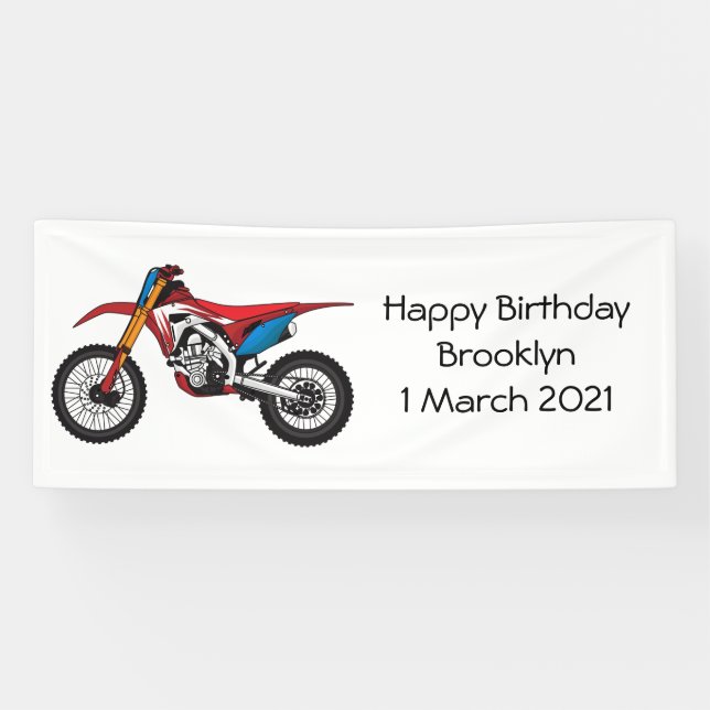 Red dirt bike motorcycle banner (Horizontal)