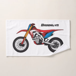 Red dirt bike motorcycle bath towel set